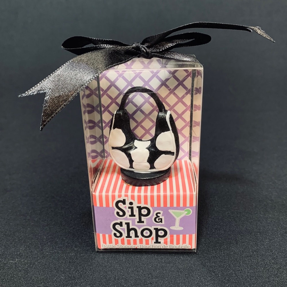Wine Cork Stopper Black & White Hand Bag